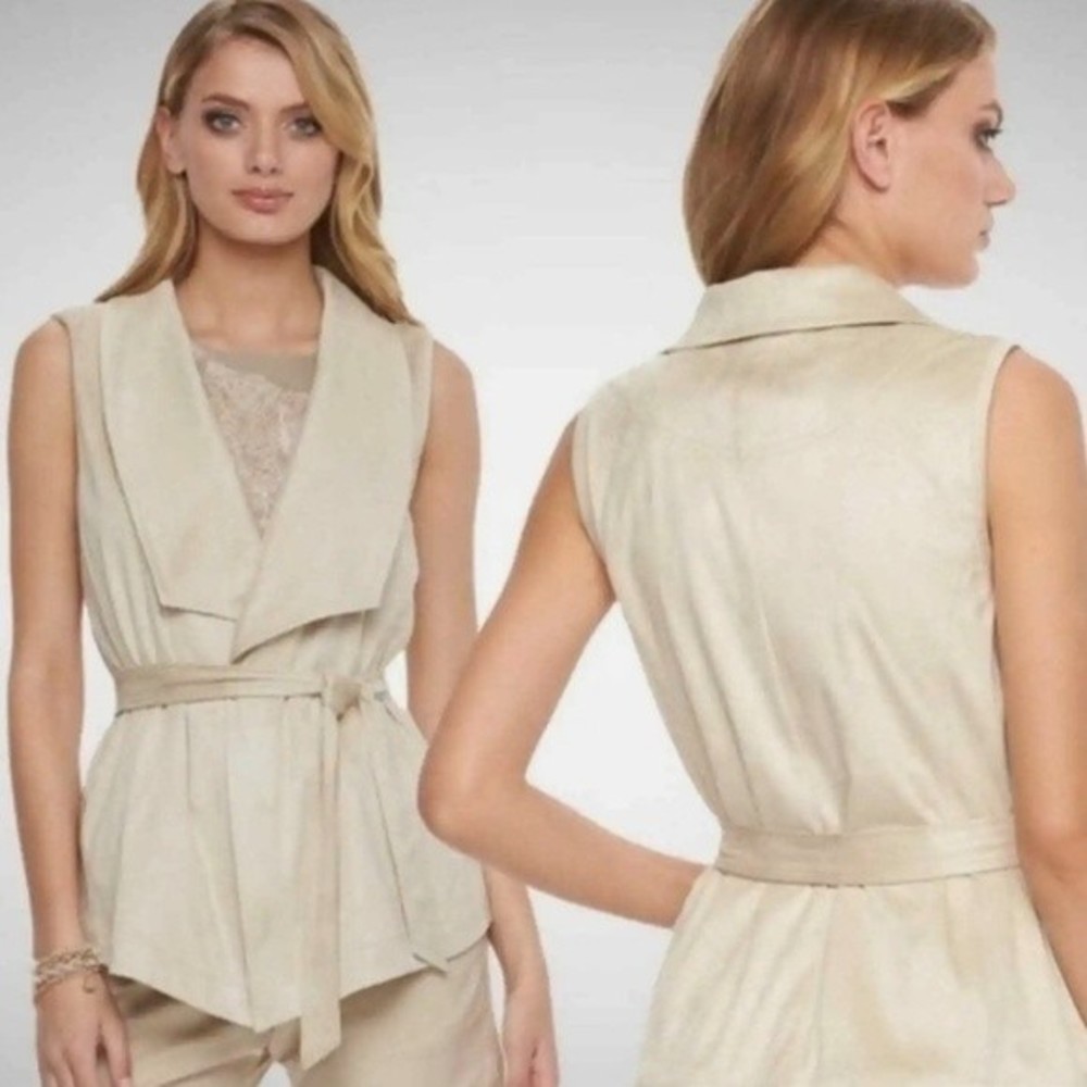 Juicy Couture Boho Faux Suede Belted Vest Small Retro Open Front Fall Layering